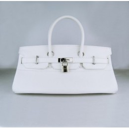 Hermes Birkin 42Cm Togo Leather Handbags White Silv